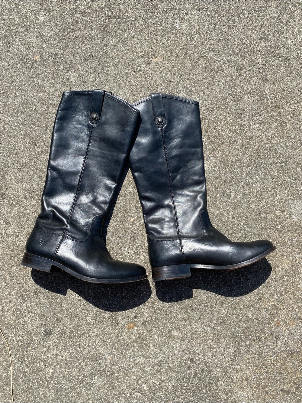 Frye Melissa Button Tall Leather Pull On Riding Boots Women Size 8 B Black